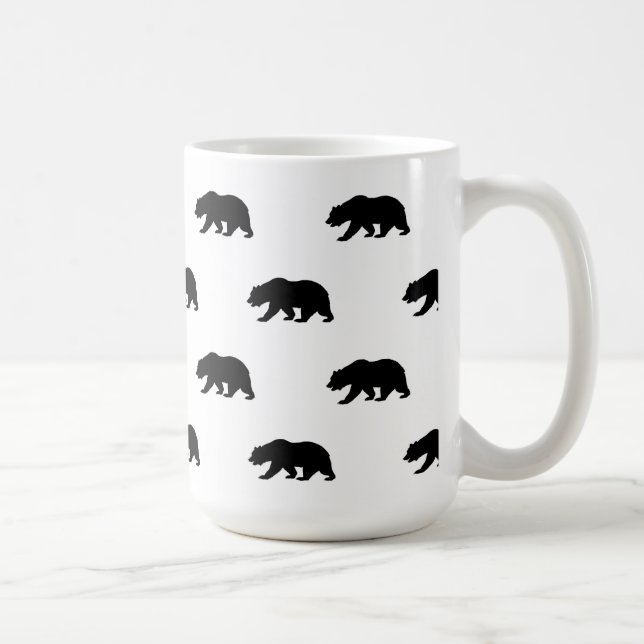 Taza De Café Patrón de oso pardo blanco y negro (Derecha)