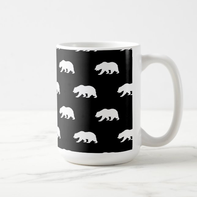 Taza De Café Patrón de oso pardo negro y blanco (Derecha)