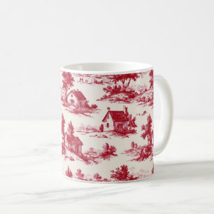 Taza De Café Patrón de paisaje campestre de Toile Rojo Rústico