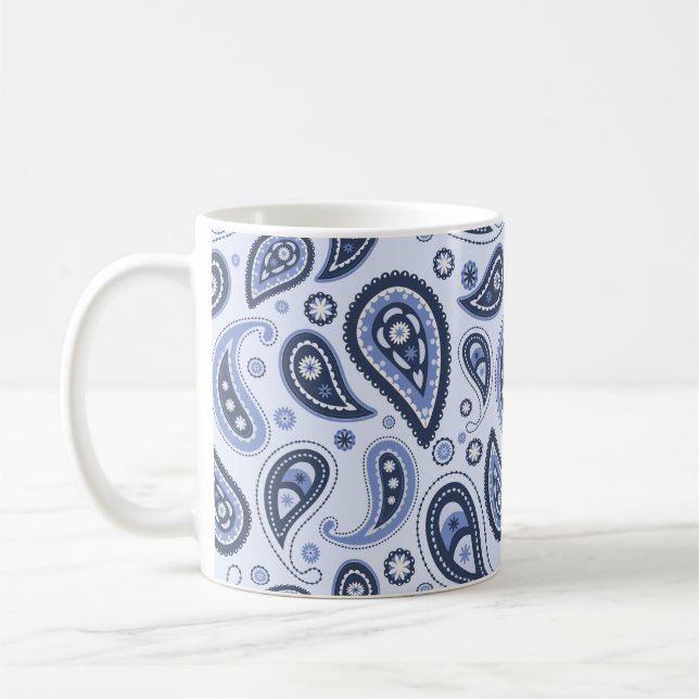 Taza De Café Patrón de Paisley Azul (Izquierda)