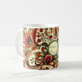 Taza De Café Patrón de Paisley floral de inspiración medieval