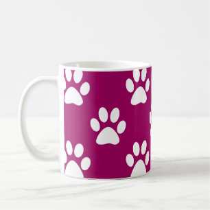 Taza De Café Patrón de paja magenta y blanca