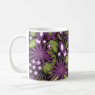 Taza De Café Patrón de pájaro de la selva Verde púrpura Tropica
