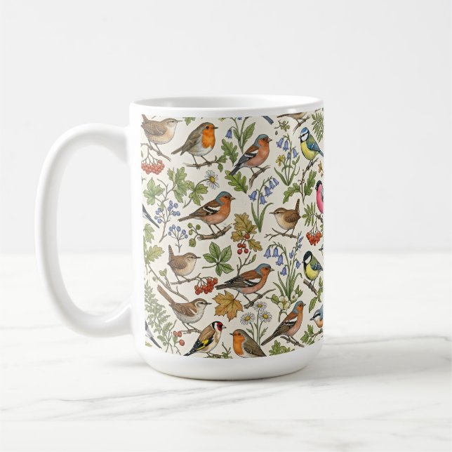 Taza De Café Patrón de pájaros (Izquierda)