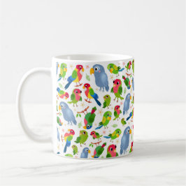 Taza De Café Patrón de pájaros de época, patrón de paracaídas c