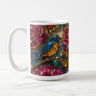 Taza De Café Patrón de Pájaros Florales de Galaxia
