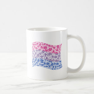 TAZA DE CAFÉ PATRÓN DE PALABRAS DE LA BANDERA BISEXUAL