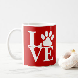 Taza De Café Patrón De Palabras De Perro De Amor Blanco Sobre F