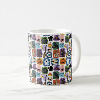 Taza De Café Patrón de parches caprichosos de Halloween