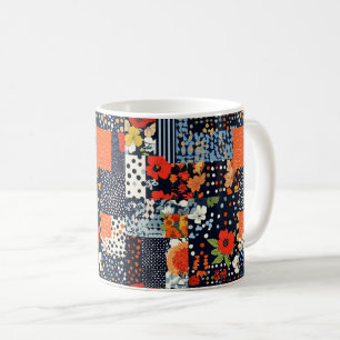 Taza De Café Patrón de parchwork floral vintage (3)