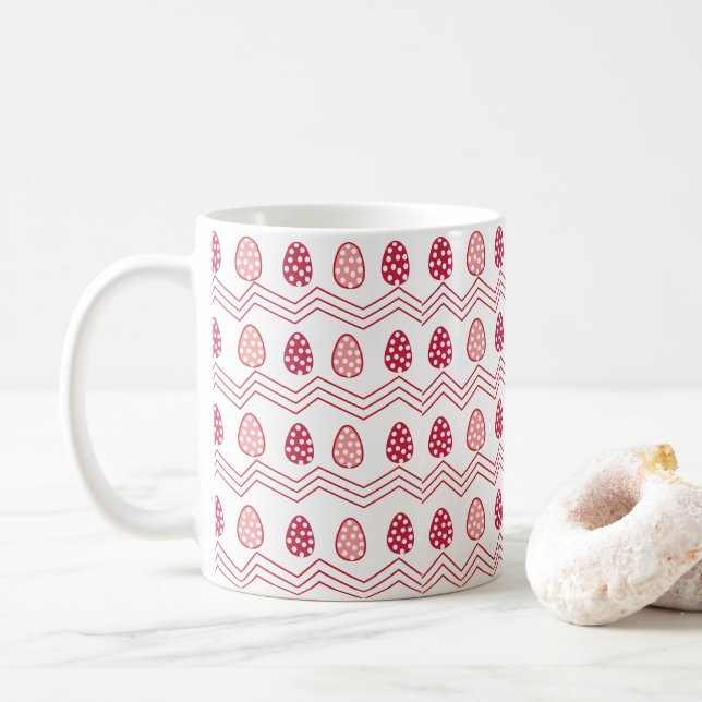 Taza De Café Patrón de Pascua de Huevos Rojos Rosa (Con donut)