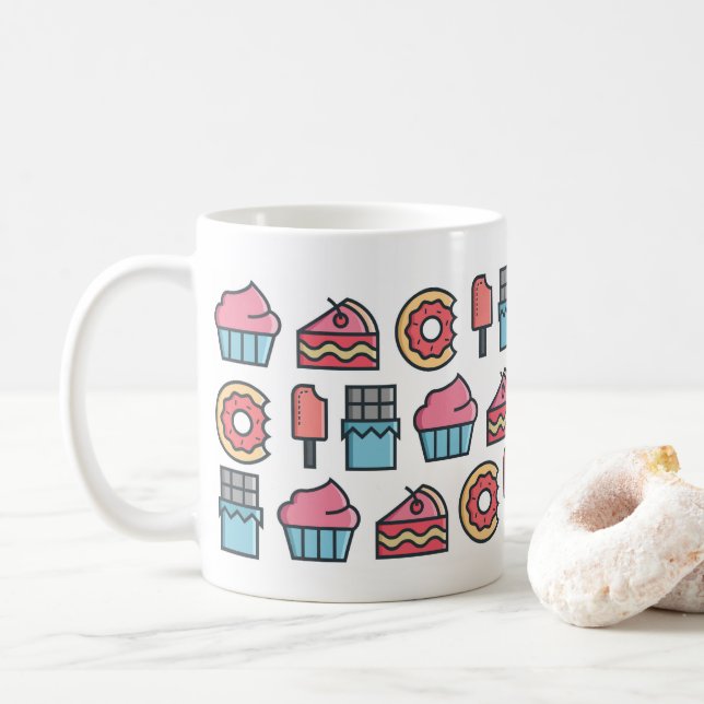 Taza De Café Patrón de pasteles y postres (Con donut)