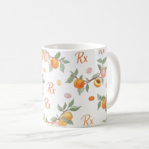 Taza De Café Patrón de pastilla de melocotón de prescripción Rx