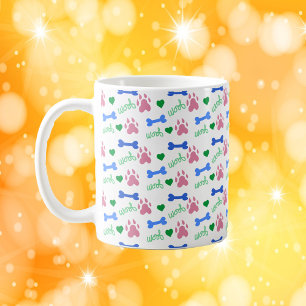 Taza De Café Patrón de patas de perro adorable con corazones y