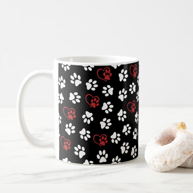 Taza De Café Patrón De Patas, Patas Blancas, Patas Rojas, Coraz (Con donut)