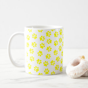 Taza De Café Patrón De Patas, Patas De Perro, Patas Amarillas
