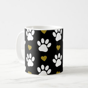 Taza De Café Patrón De Patas, Patas De Perro, Patas Blancas, Co