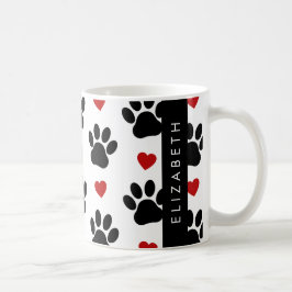 Taza De Café Patrón De Patas, Patas Negras, Corazones Rojos, Tu