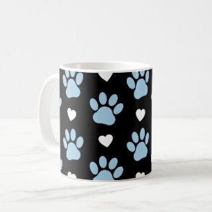 Taza De Café Patrón De Patas, Perros, Patas Azules, Corazones B