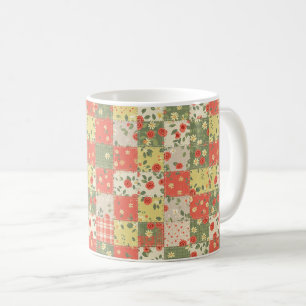 Taza De Café Patrón de patchwork floral de casa de campo