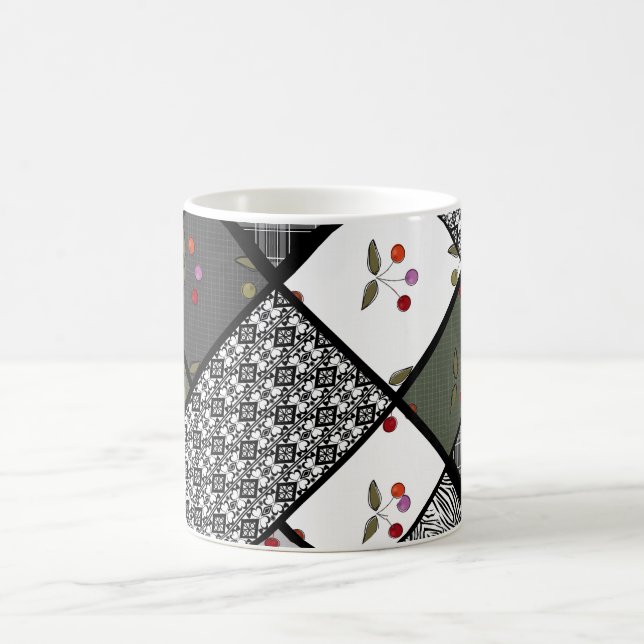 Taza De Café Patrón de patchwork rústico Gris Oliva (Centro)