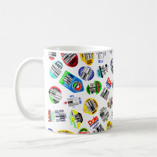 Taza De Café Patrón de Pegatina de código de barras de frutas v