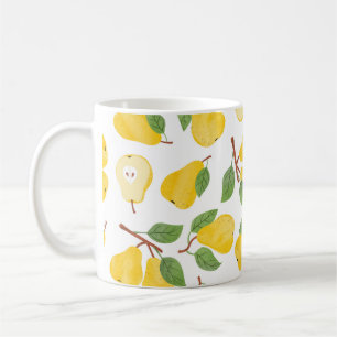 Taza De Café Patrón de peras acuáticas sin foco. Fruto cosech