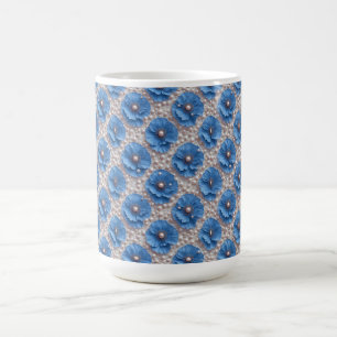 Taza De Café Patrón de perla floral azul