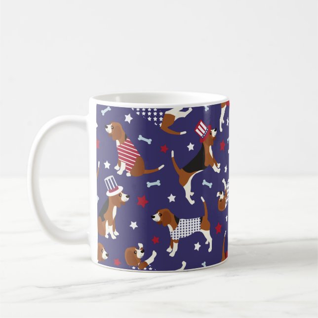 Taza De Café Patrón de perro beagle patriótico Café Mug (Izquierda)