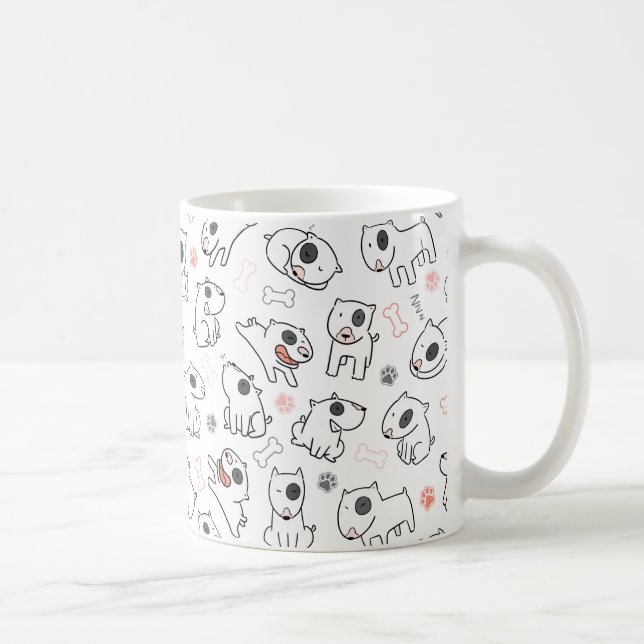 Taza De Café Patrón de Perro de Bull Terrier Lover Seamless (Derecha)