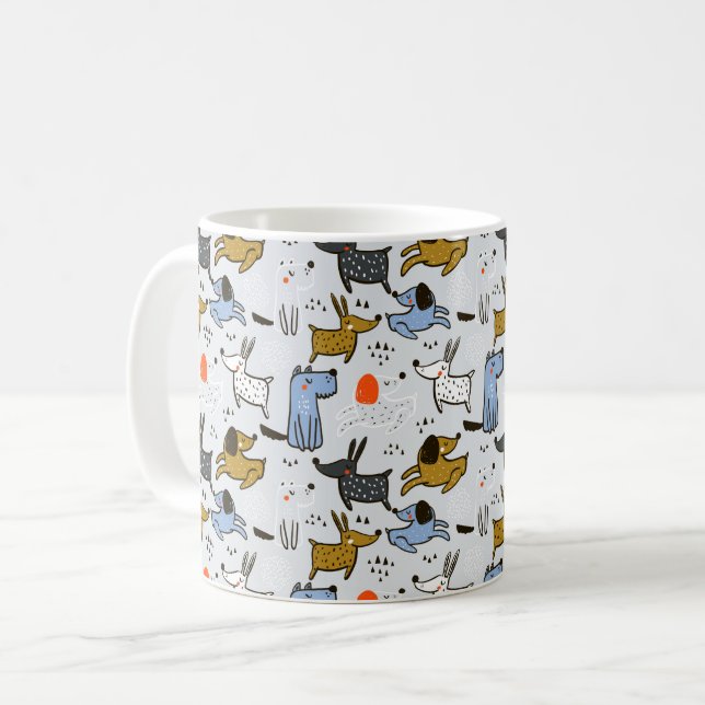 Taza De Café Patrón de perro de garabato (Anverso izquierdo)