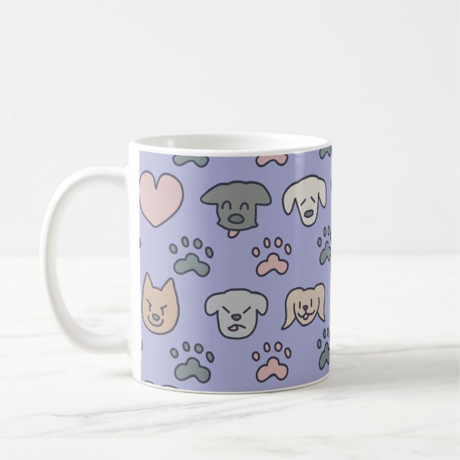 Taza De Café Patrón de perro lindo (Izquierda)