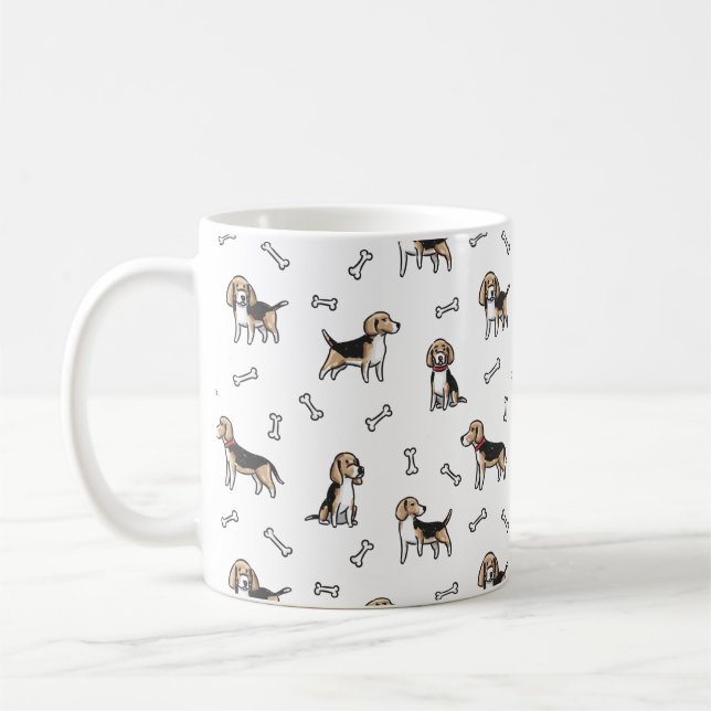 Taza De Café Patrón de perros beagles (Izquierda)