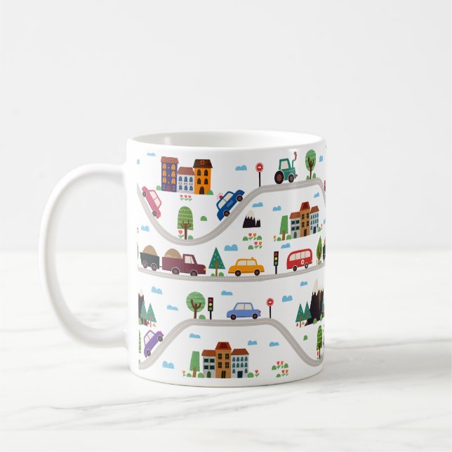 Taza De Café Patrón de Personalizado de coches de Cityscape Chi (Izquierda)