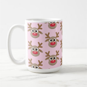 Taza De Café Patrón de Personalizado de renos crudos rosados de