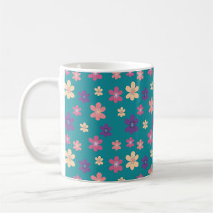 Taza De Café Patrón de Petelitos en flor en color verde claro