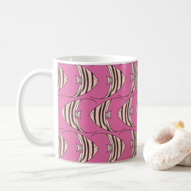 Taza De Café Patrón de pez rosa (Con donut)