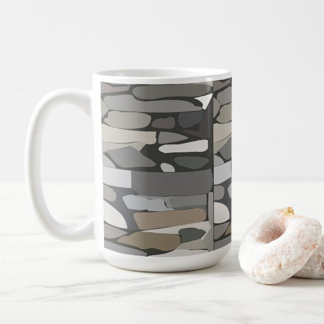 Taza De Café Patrón de piedra de roca gris (Con donut)