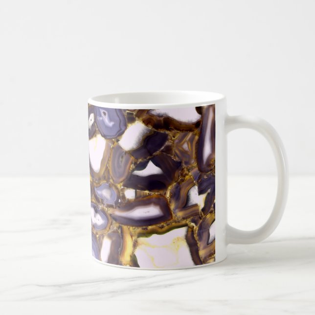 Taza De Café Patrón de piedra del Agante Blanco Morado (Derecha)