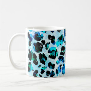 Taza De Café Patrón de piel de leopardo de color de agua abstra
