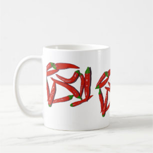 Taza De Café Patrón de pimientos de chile rojo caliente