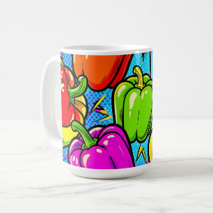 Taza De Café Patrón de pimientos pop art