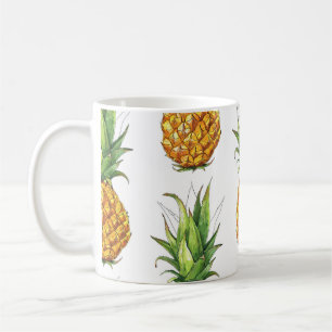 Taza De Café Patrón de piña de verano, diseño sin fisuras.