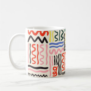 Taza De Café Patrón de pincel dibujado a mano, zigzags, líneas