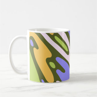 Taza De Café Patrón de pincelada diagonal en olivo y lavanda