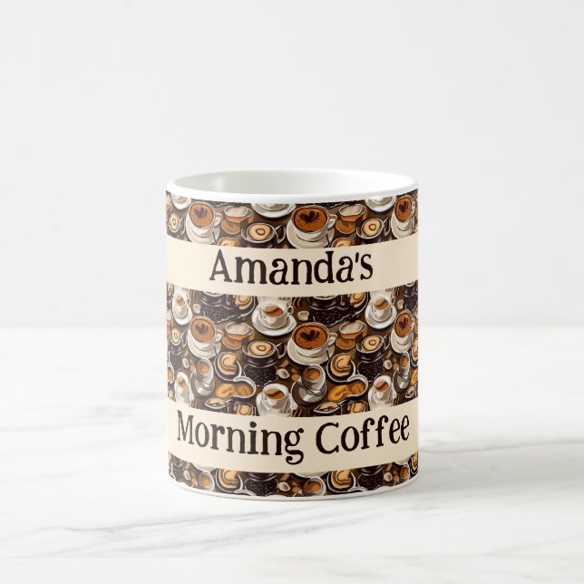 Taza De Café Patrón de pintura de aceite de capuchino personali (Centro)