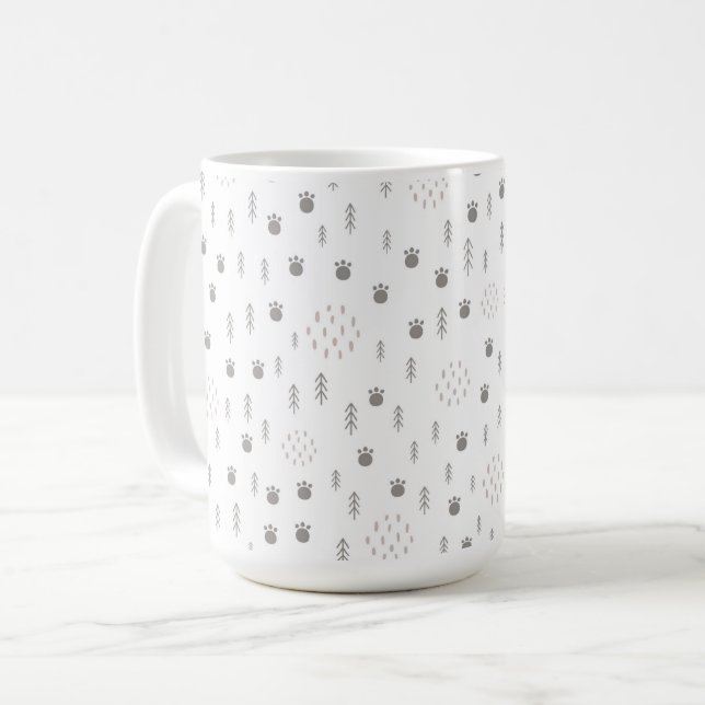 Taza De Café Patrón de pista de animales de Woodland (Anverso izquierdo)