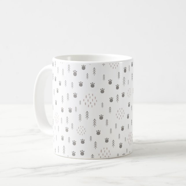 Taza De Café Patrón de pista de animales de Woodland (Anverso izquierdo)