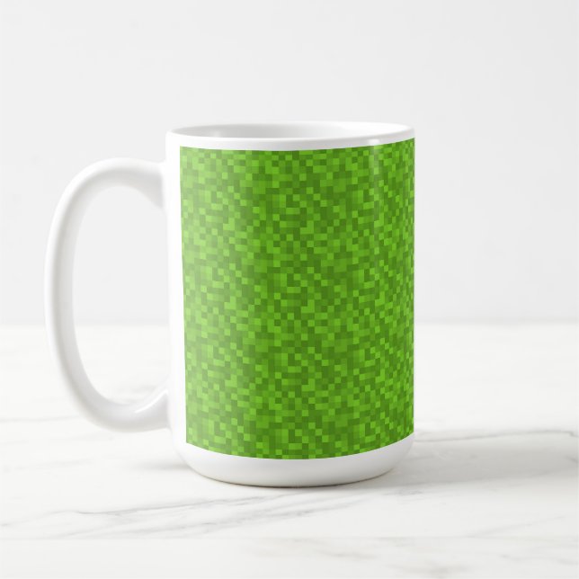 Taza De Café Patrón de píxel verde retro de 8 bits para juegos (Izquierda)