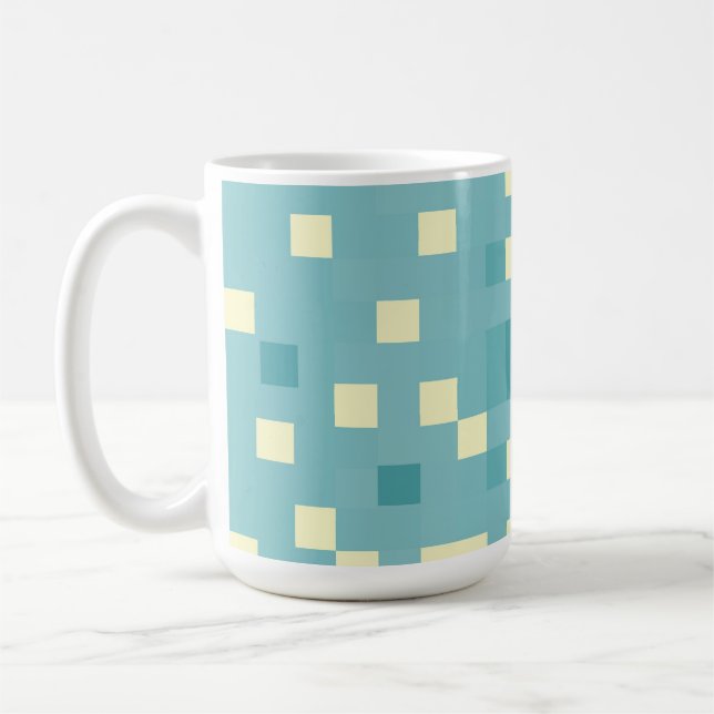 Taza De Café Patrón de píxeles azul y cian (Izquierda)